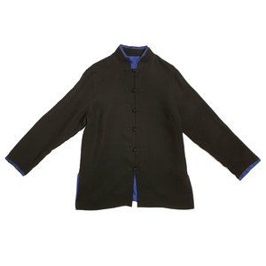 Harari Asian-Inspired Silk Jacket Black/Blue